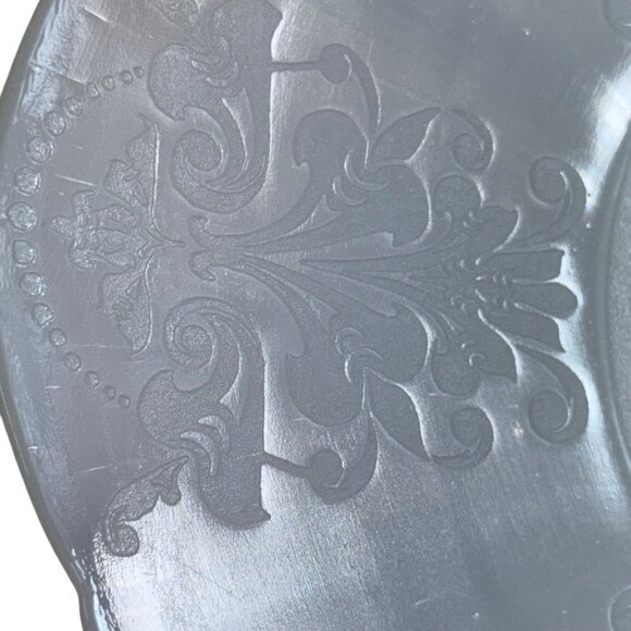 Vintage White Depression Glass Plate Embossed Scroll & Floral Pattern 10.5" - Picture 6 of 7